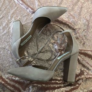 Taupe Steve Madden Lace Up Pumps